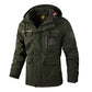 Men's hooded casual jacket, army green with hood and chest patch pocket