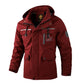 Men's hooded casual jacket, claret with hood and front flap pockets