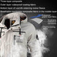 Men's hooded casual jacket in white, chest patch, raised hood and zip front