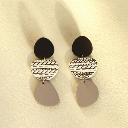 Acrylic Irregular Graphic Stitching Long Ladies Earrings