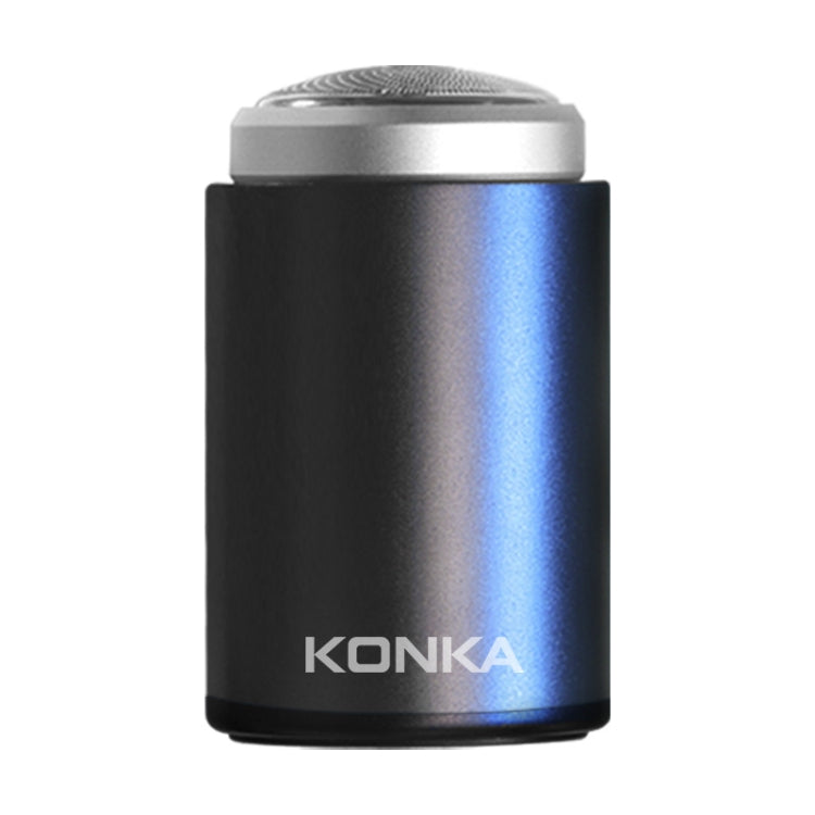 KONKA mini portable electric shaver, black body with round foil head