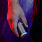 Handheld KONKA mini electric shaver, silver body with round foil head