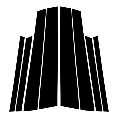 Black B-pillar decorative stripe sticker set with multiple vertical inserts