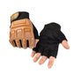 Children half-finger riding gloves, tan palm and black textured back