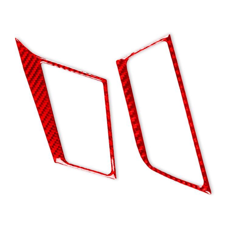 Carbon-fiber dash air vent outlet sticker set, red trim, left and right pieces