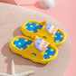 Children's cartoon yellow slip-on sandals with cat faces and star-pattern blue insoles