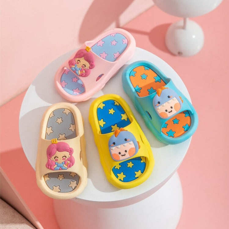 Children’s cartoon slip-on sandals set: beige, blue, and yellow star-pattern pairs