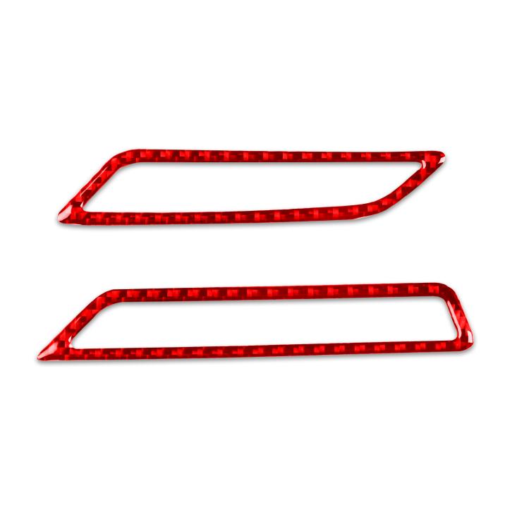 Red carbon-fiber look dashboard air outlet trim stickers, 2-piece set, left-hand drive