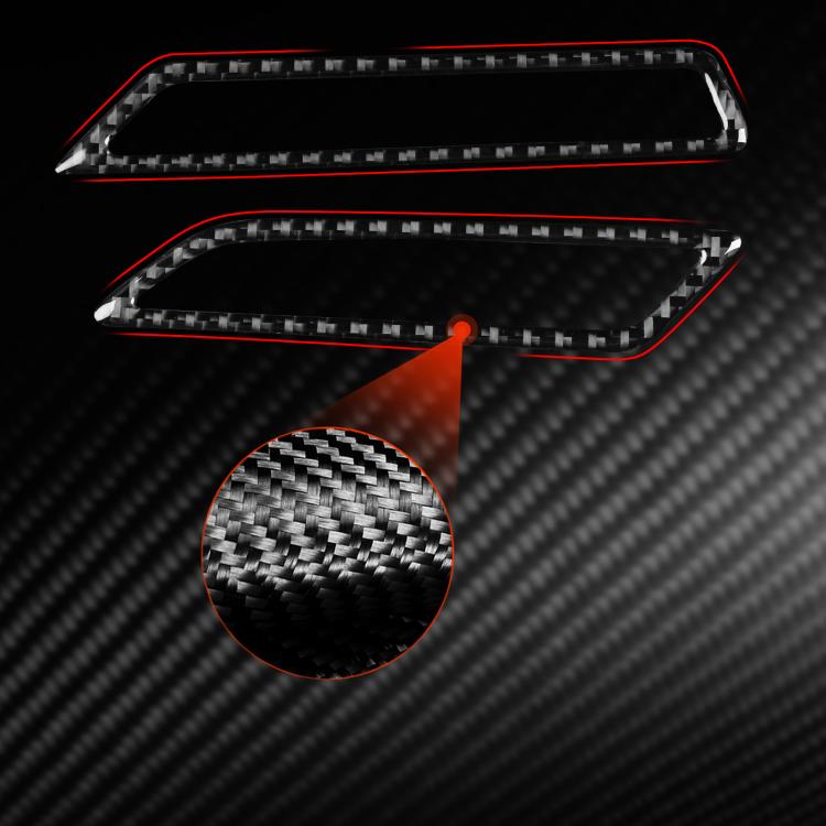 Red and black carbon-fiber look air outlet trim stickers with textured insert detail