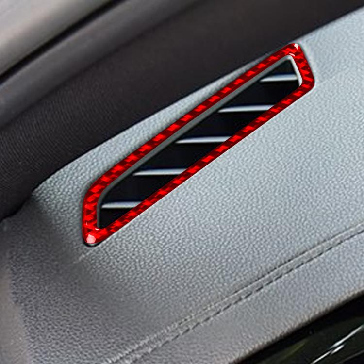 Red dashboard air outlet trim sticker with carbon-fiber frame and vent grille detail