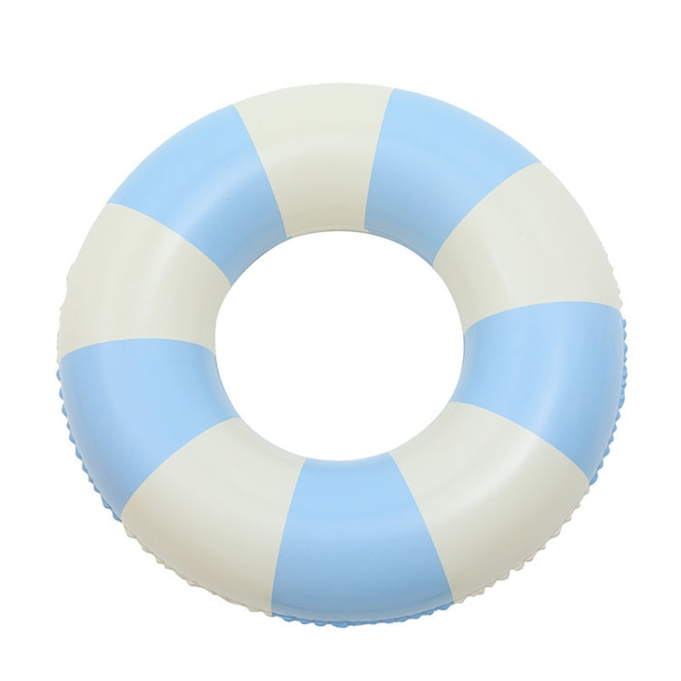 Inflatable child swimming ring, blue and white striped round float with inner hole