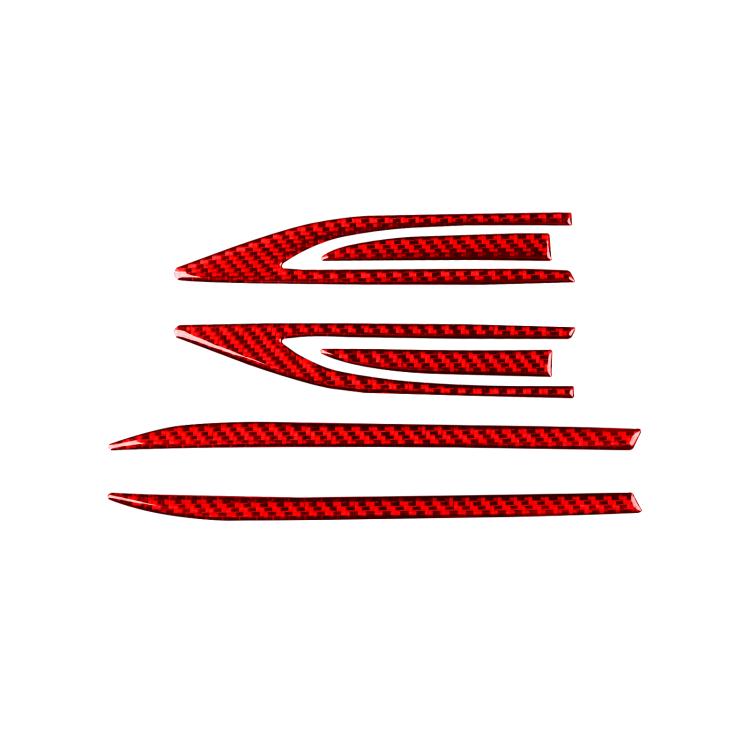 Red carbon-fiber fender stripe stickers, 6-piece set for left-hand drive