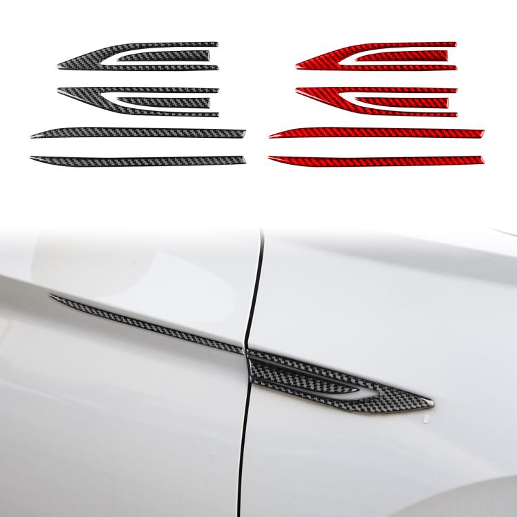Carbon-fiber fender stripe sticker set with black and red pieces