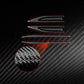 Carbon-fiber fender stripes with red accent, close-up texture and stripe layout