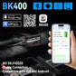 KONNWEI BK400 battery monitor with smartphone app screen and Bluetooth setup icons