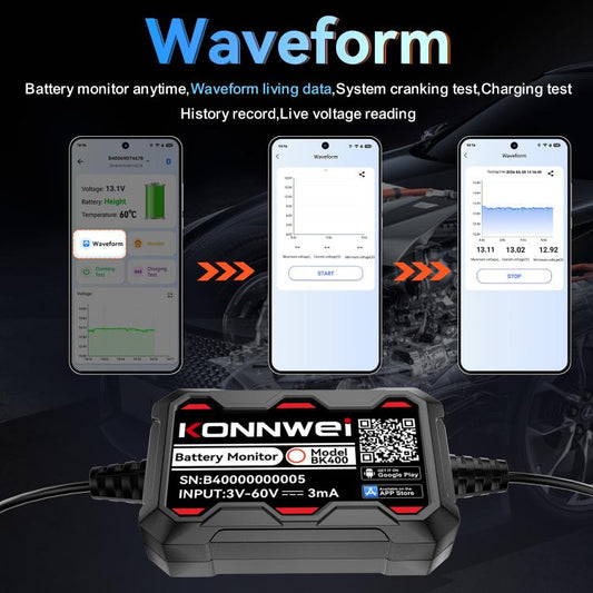 KONNWEI 360V Car Battery Monitor Diagnostic Tool, BK400