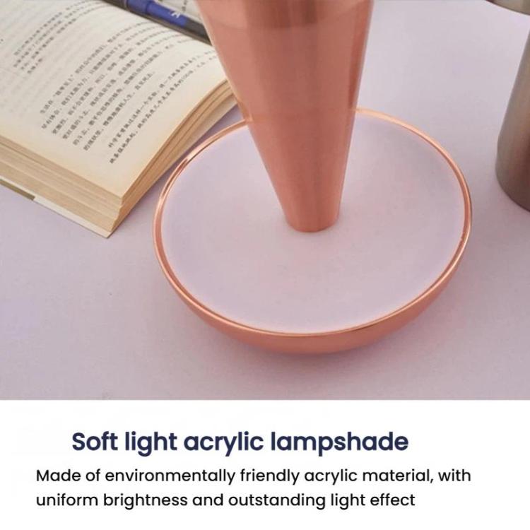 Rose gold mushroom lamp with soft translucent acrylic shade and glowing light ring