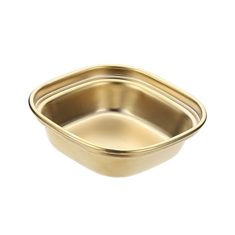Single gold stainless steel square sauce dish with rounded corners and smooth interior