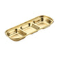 Three-compartment gold stainless steel square sauce dish tray with three separated wells