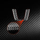 Steering wheel chin decoration sticker detail, black carbon-fiber with red accents