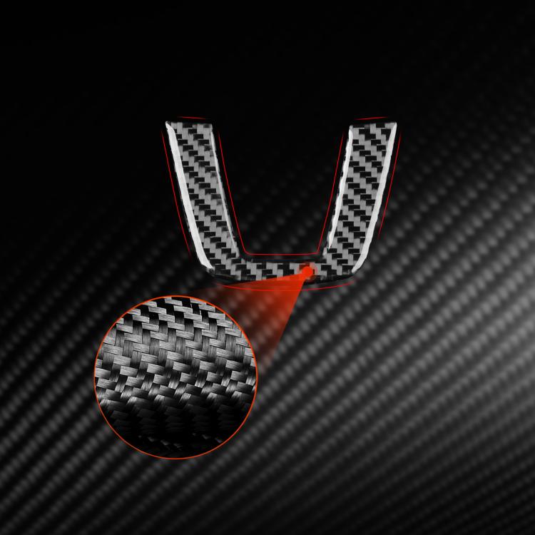 Steering wheel chin decoration sticker detail, black carbon-fiber with red accents