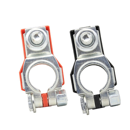 Tinned copper car battery clamp with orange insulator and silver metal terminals