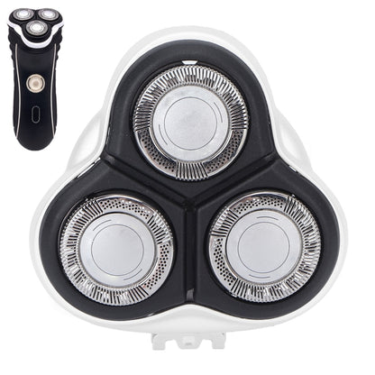Three-head replacement shaver blade set with silver foils and black housing