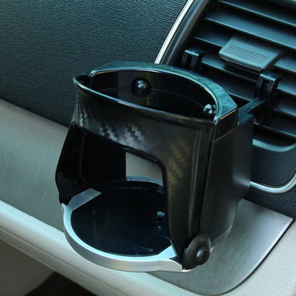 Car cup holder insert with ashtray and phone holder, carbon-fiber style finish