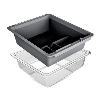 Car center armrest storage box with lid, dark gray, divided compartments