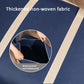 Navy non-woven storage duffel bag with wide handles and zip-top opening, showing interior
