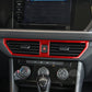 Installed center console air outlet sticker trim with red outline around vents