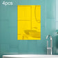 4-piece rectangular acrylic mirror wall stickers with right-angle frames, gold tone