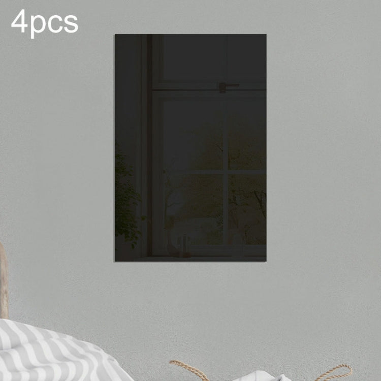 4-piece rectangular acrylic mirror wall stickers with right-angle frames, black frame