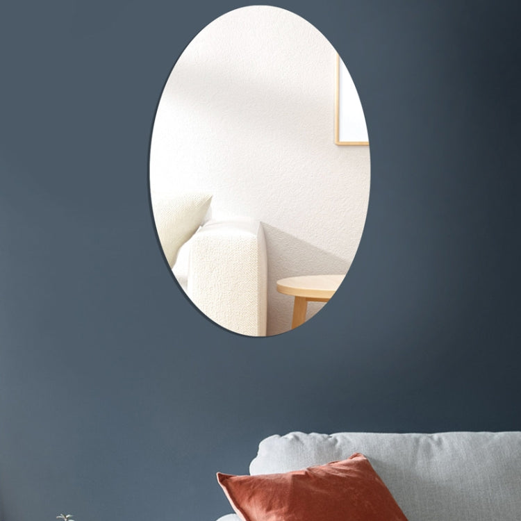 Oval acrylic mirror wall sticker, glossy reflective panel with slim border