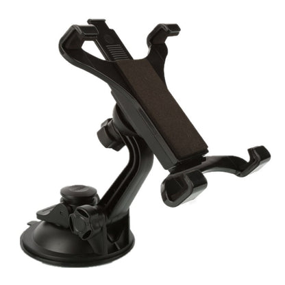Black rotatable tablet holder with suction cup base and four claw grips