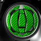 Fuel tank cap sticker set with carbon-fiber style green pieces and black trim