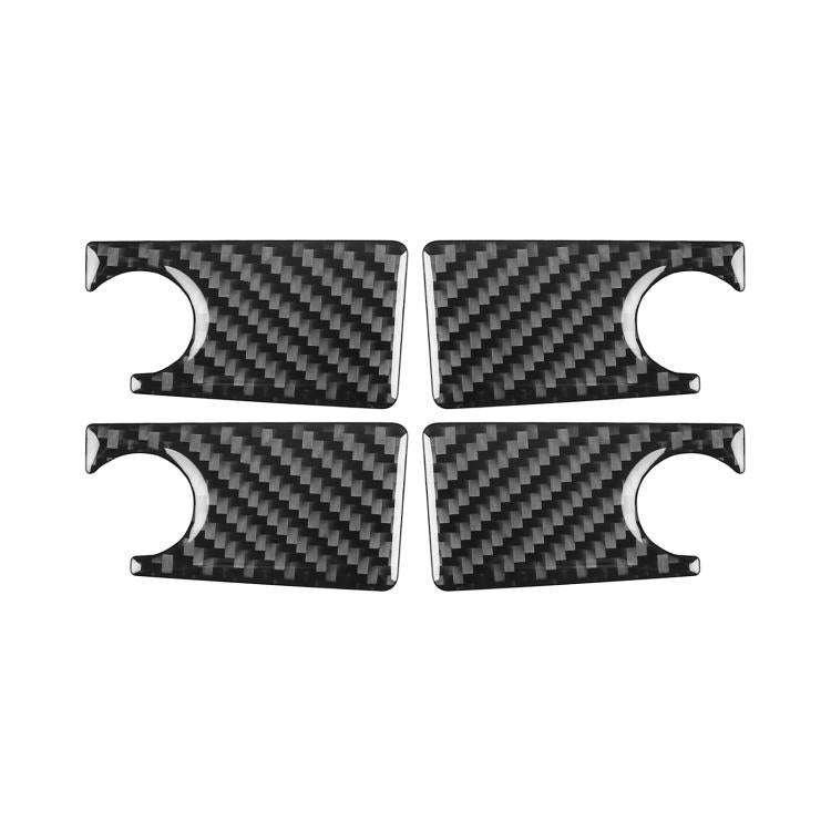 4-piece black carbon fiber style inner door bowl sticker set with curved clips
