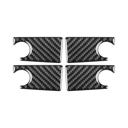 4-piece black carbon fiber style inner door bowl sticker set with curved clips