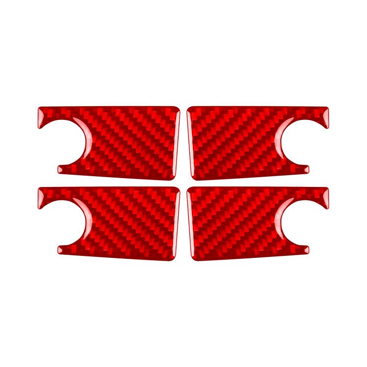 4-piece red carbon fiber style inner door bowl sticker set with curved clips