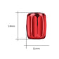 Red metal anti-theft tire valve cap with size guide, 14mm x 11mm