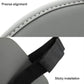 Gray tissue box organizer with stitched edge trim and secure mounting design
