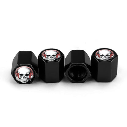 4pcs /Set Headset Skeleton Metal Tire Valve Caps Automobile Universal Modified Valve Covers, Headset Skeleton