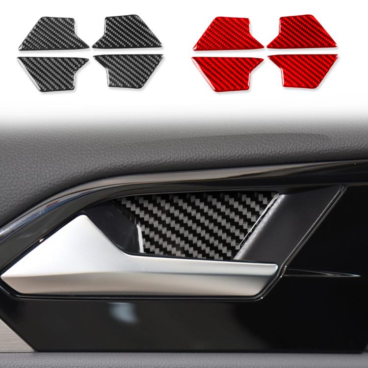 Car door inner bowl sticker set, black and red carbon-fiber 4-piece set