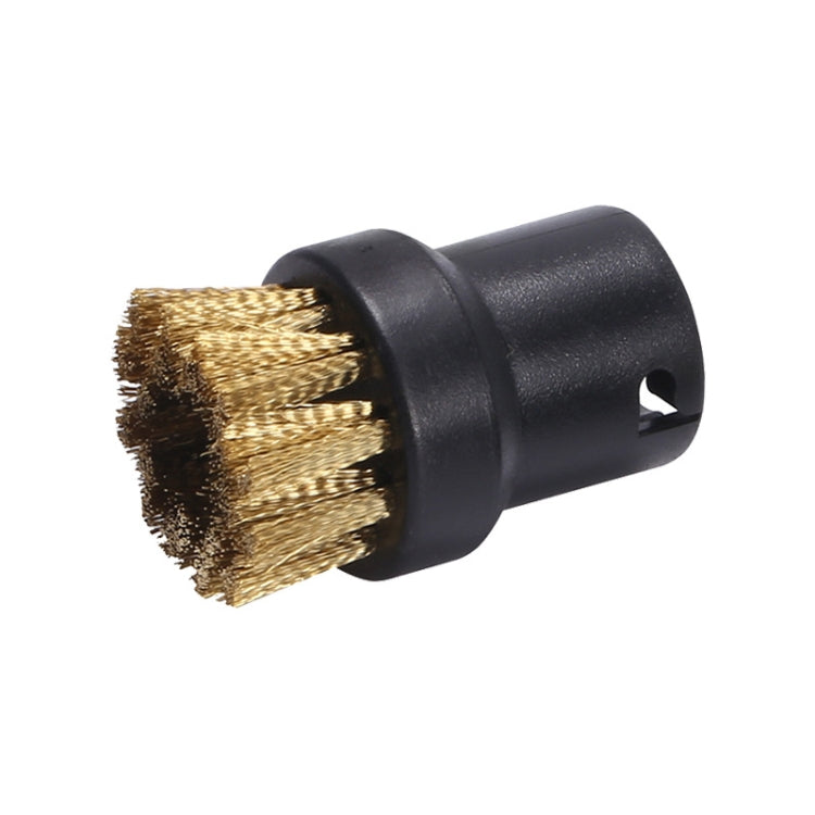 Steam brush head with copper wire bristles in black plastic holder