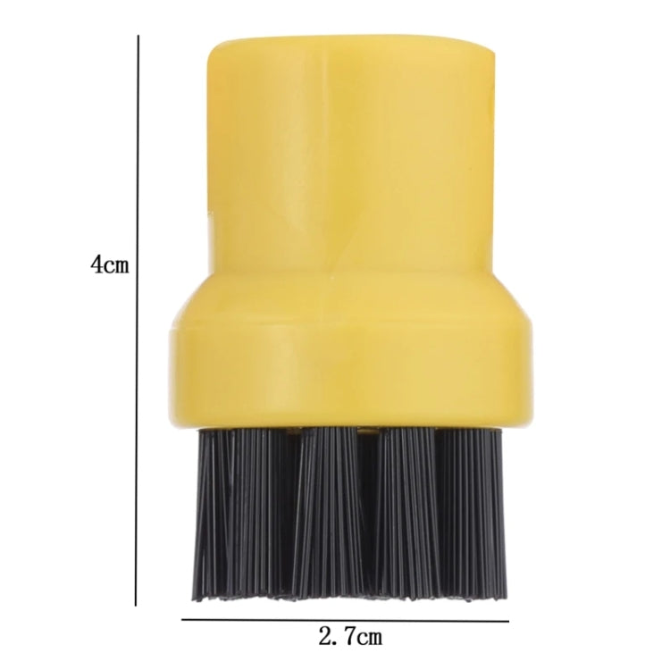 Steam brush head with yellow collar and black bristles, 4 cm tall