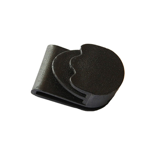 Front trunk storage hook clip, black curved base and notch