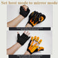Pair of rehabilitation gloves with orange finger pads on both hands