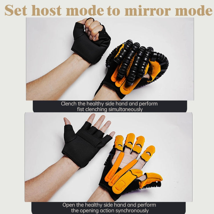 Robotic rehabilitation gloves on both hands with coiled air tubes for mirrored training
