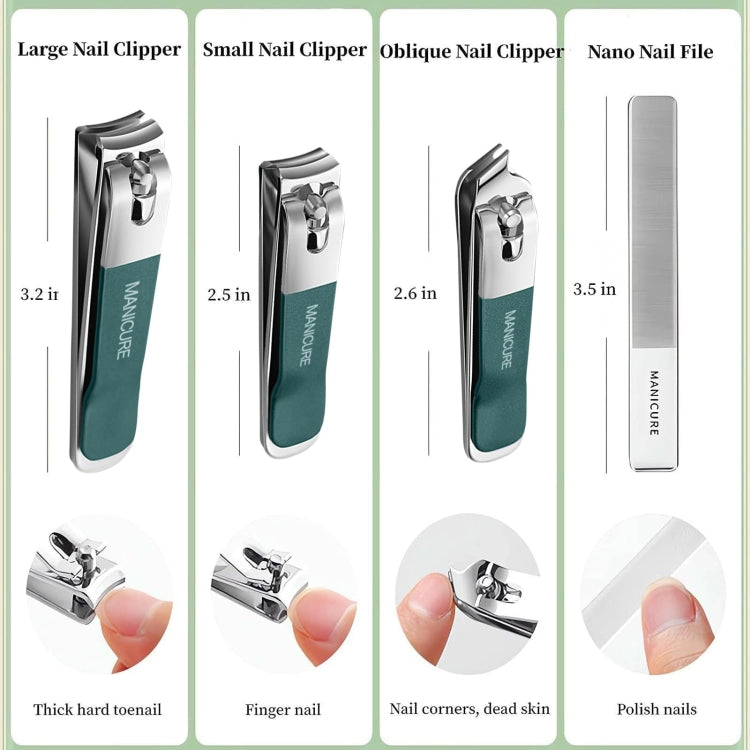 Four-piece stainless steel nail grooming set: clippers and nano nail file