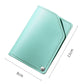 Turquoise leather-look storage pouch for nail tools with snap button, stitch edges